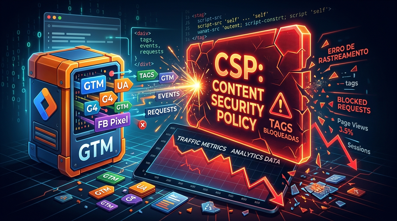 CSP blocking GTM tags causes tracking errors, destroying traffic metrics.